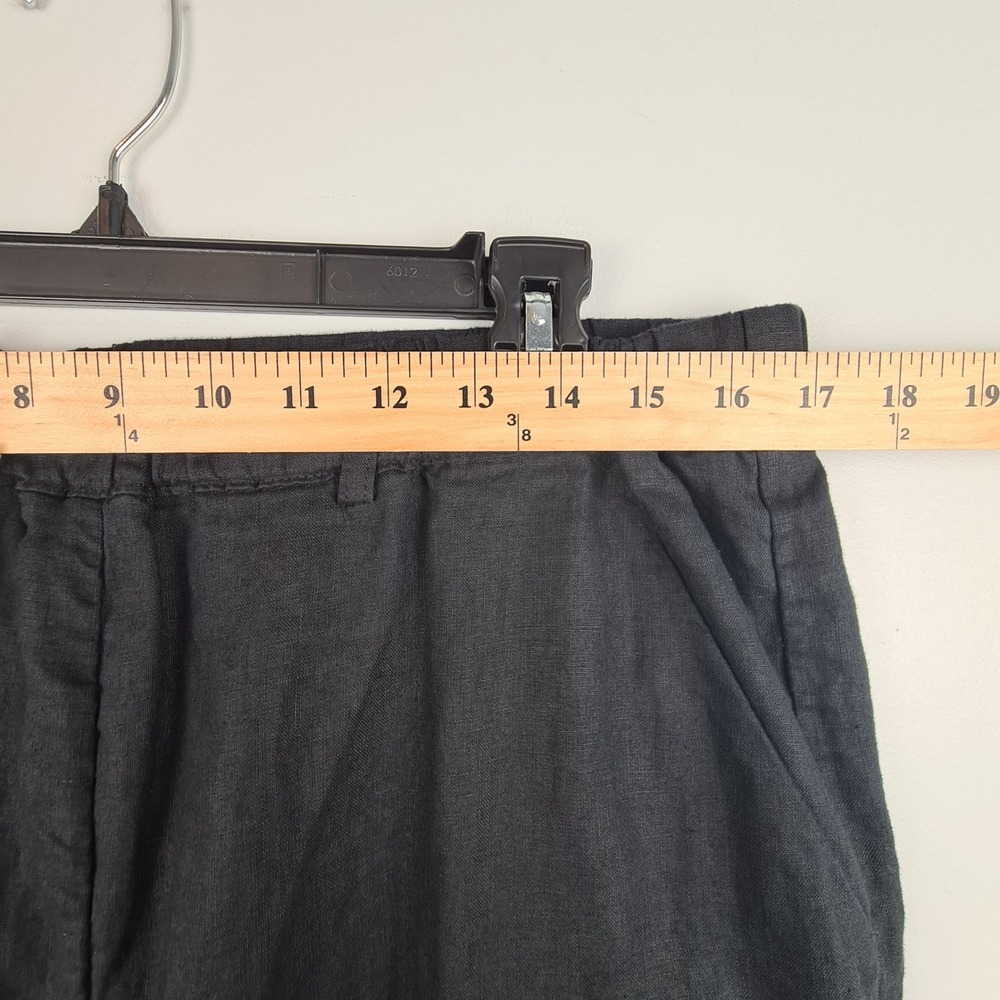 Quince Women's Black 100% European Linen Straight Leg Elastic Waist Pants Size L - Picture 2 of 9